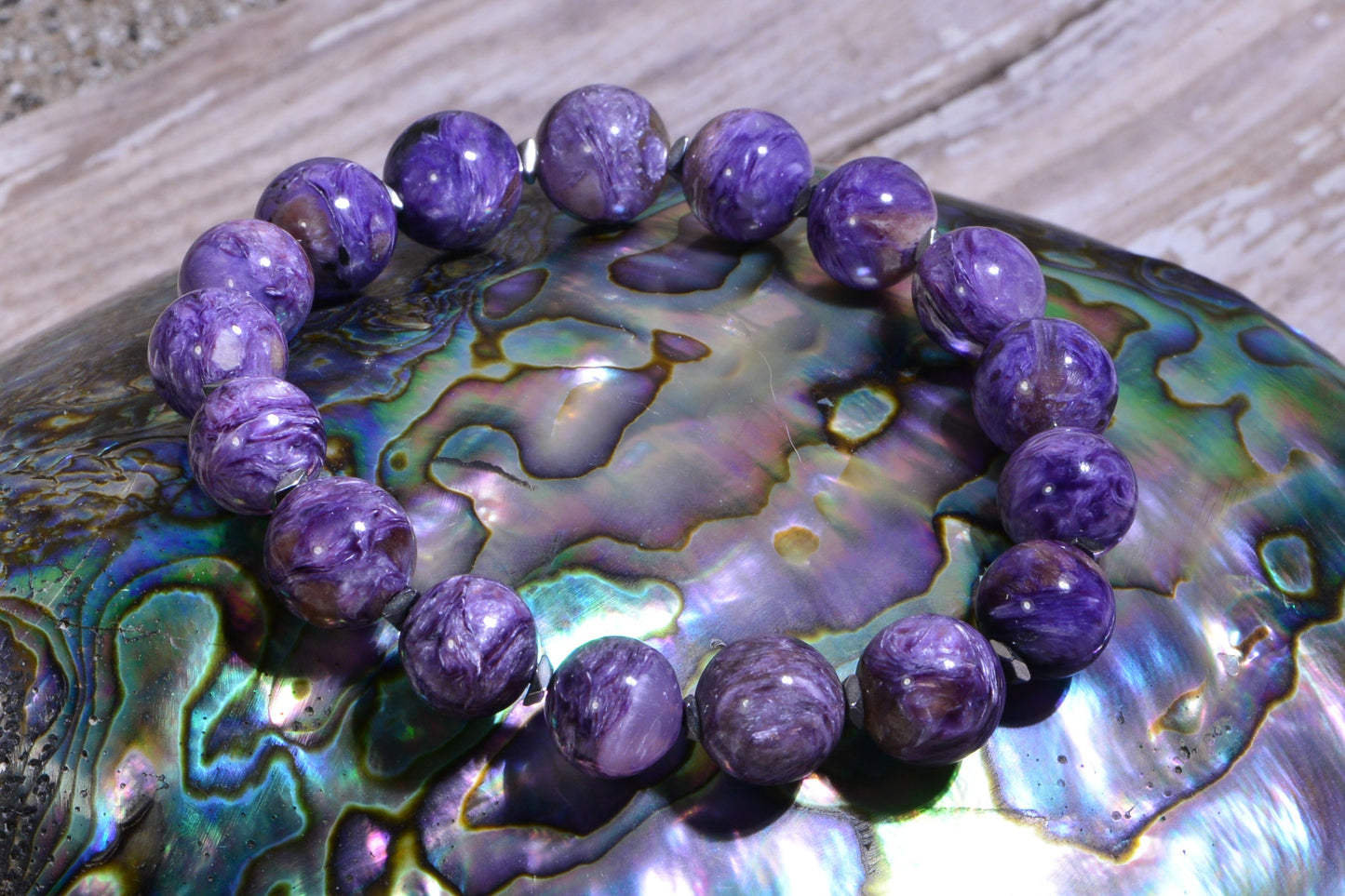 Russian Charoite Bracelet Stretch stacking  Gemstone Bracelets Yoga Gift healing stone bracelets Zen Bracelet