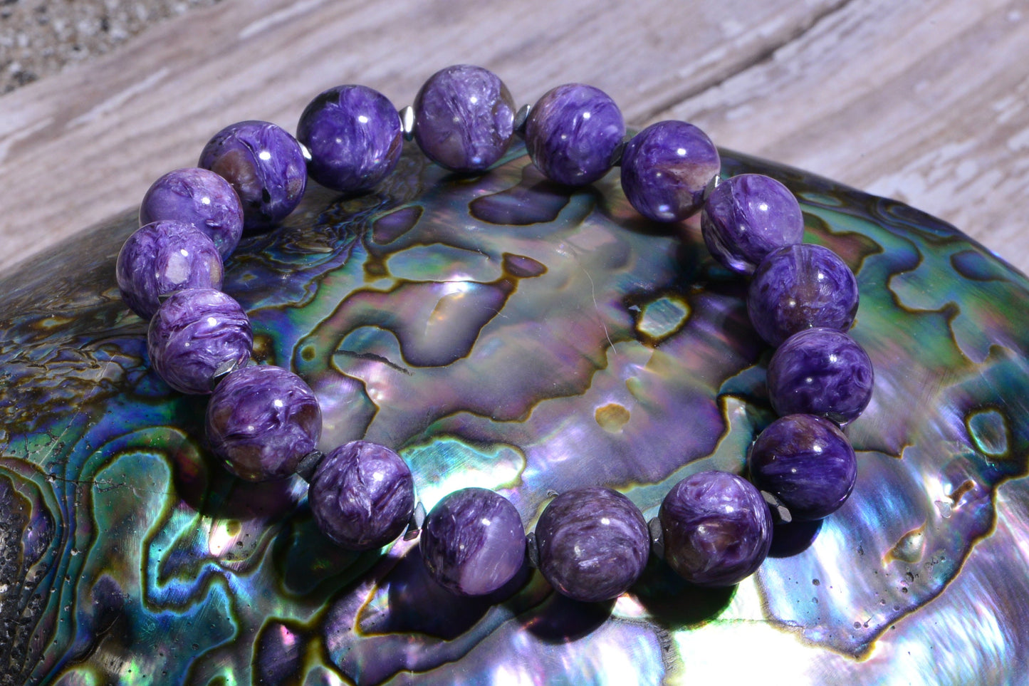 Russian Charoite Bracelet Stretch stacking  Gemstone Bracelets Yoga Gift healing stone bracelets Zen Bracelet