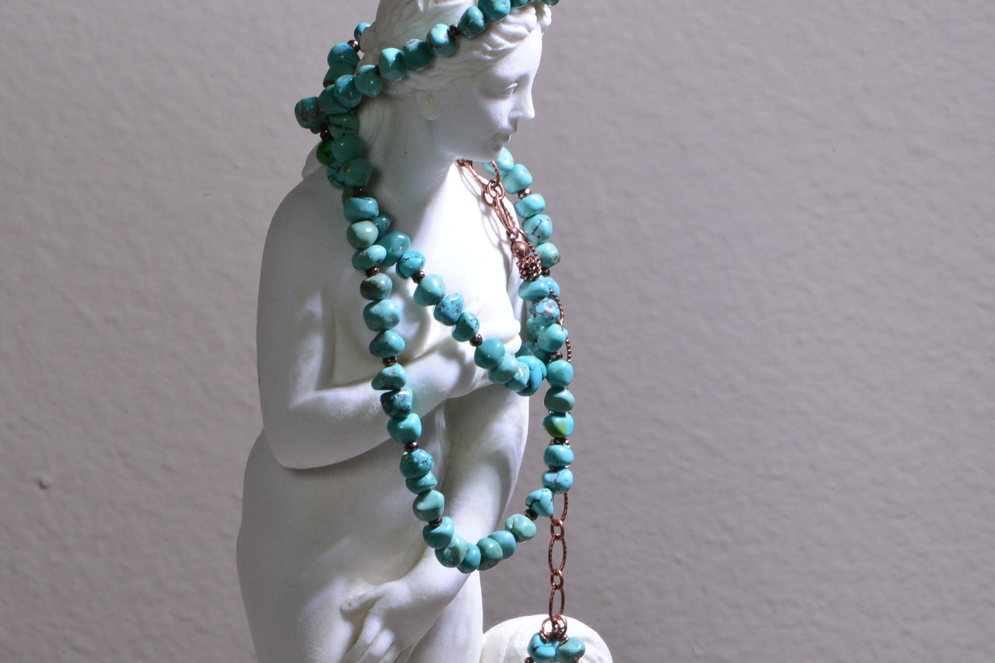 Arizona Turquoise Necklace, Copper Chain with Heart Clasp