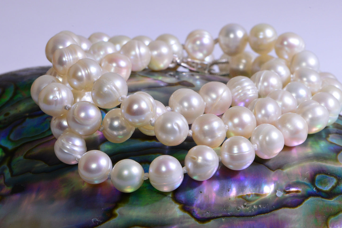 8mm Freshwater Pearl Necklace Knotted On Silk Classic Bridal Gift Ivory Pearl AA+