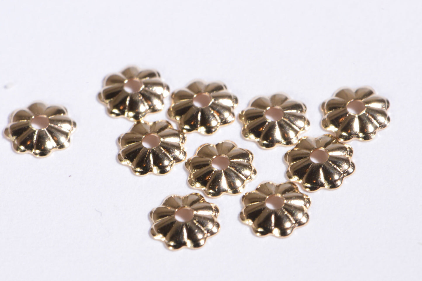14K Gold Filled Flower Bead Caps: Jewelry Making (4mm, 10pcs)