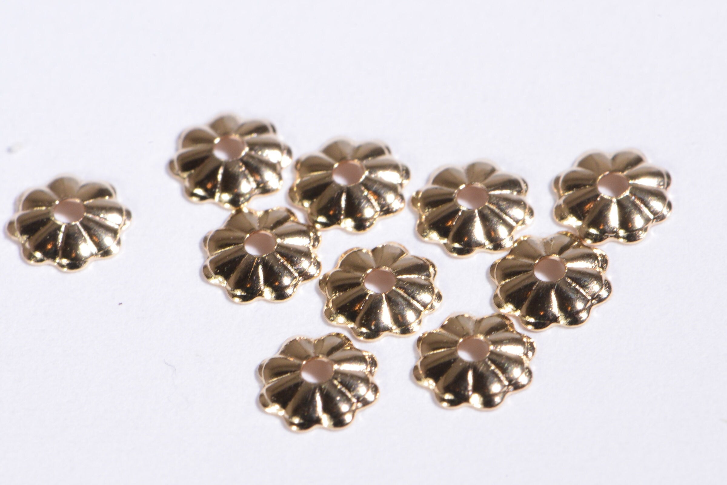 14K Gold Filled Flower Bead Caps: Jewelry Making (4mm, 10pcs)