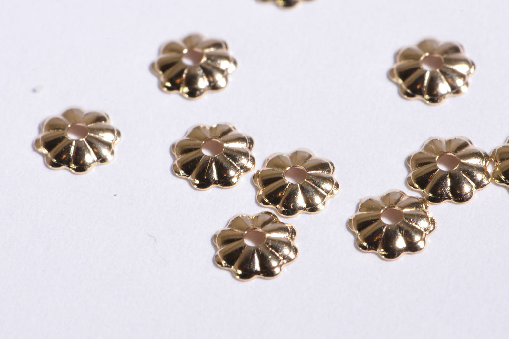 14K Gold Filled Flower Bead Caps: Jewelry Making (4mm, 10pcs)