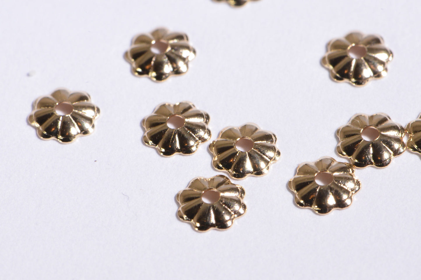 14K Gold Filled Flower Bead Caps: Jewelry Making (4mm, 10pcs)