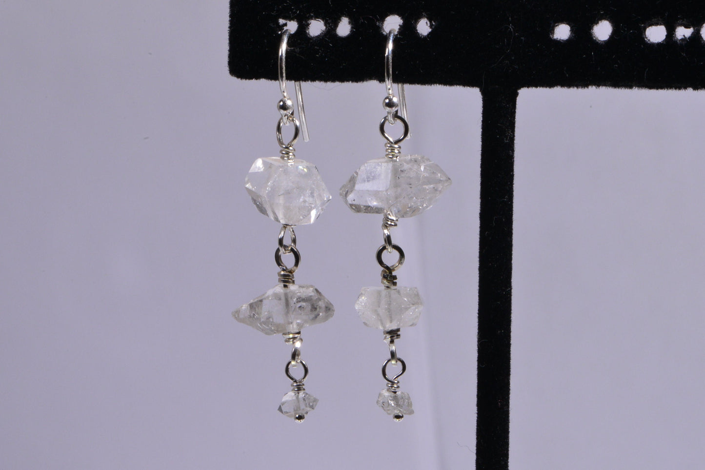 Sterling Silver Herkimer Diamond Dangle Earrings, April Birthstone