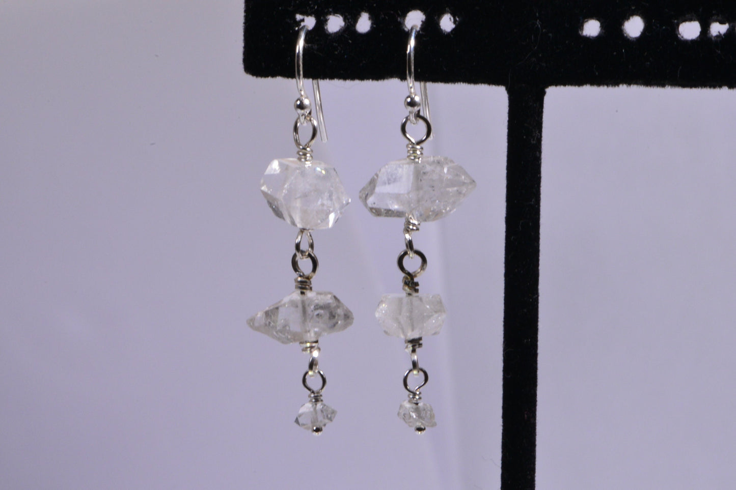 Sterling Silver Herkimer Diamond Dangle Earrings, April Birthstone