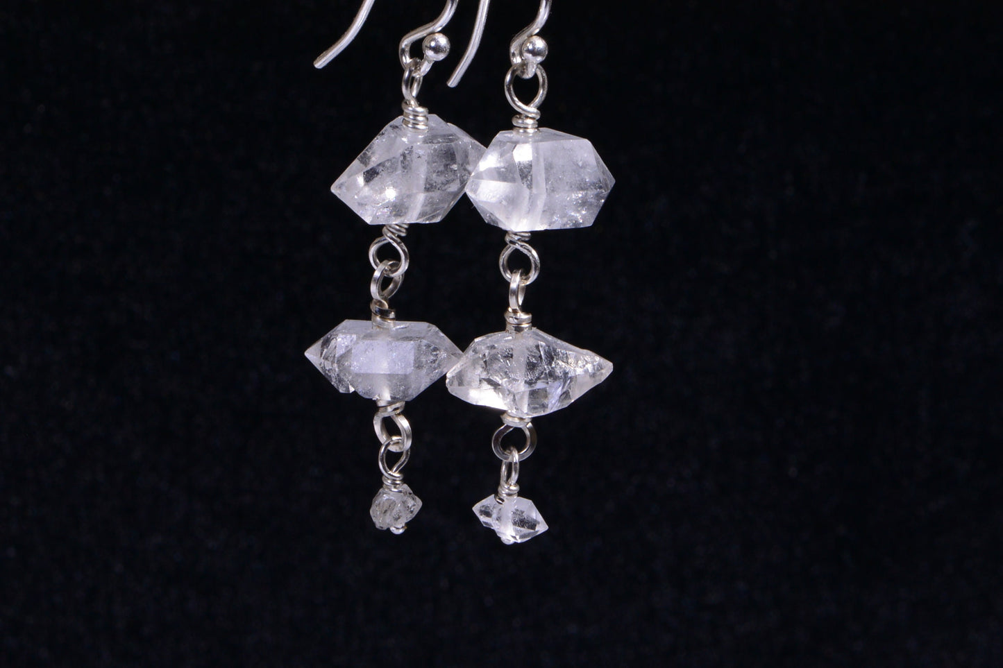 Sterling Silver Herkimer Diamond Dangle Earrings, April Birthstone