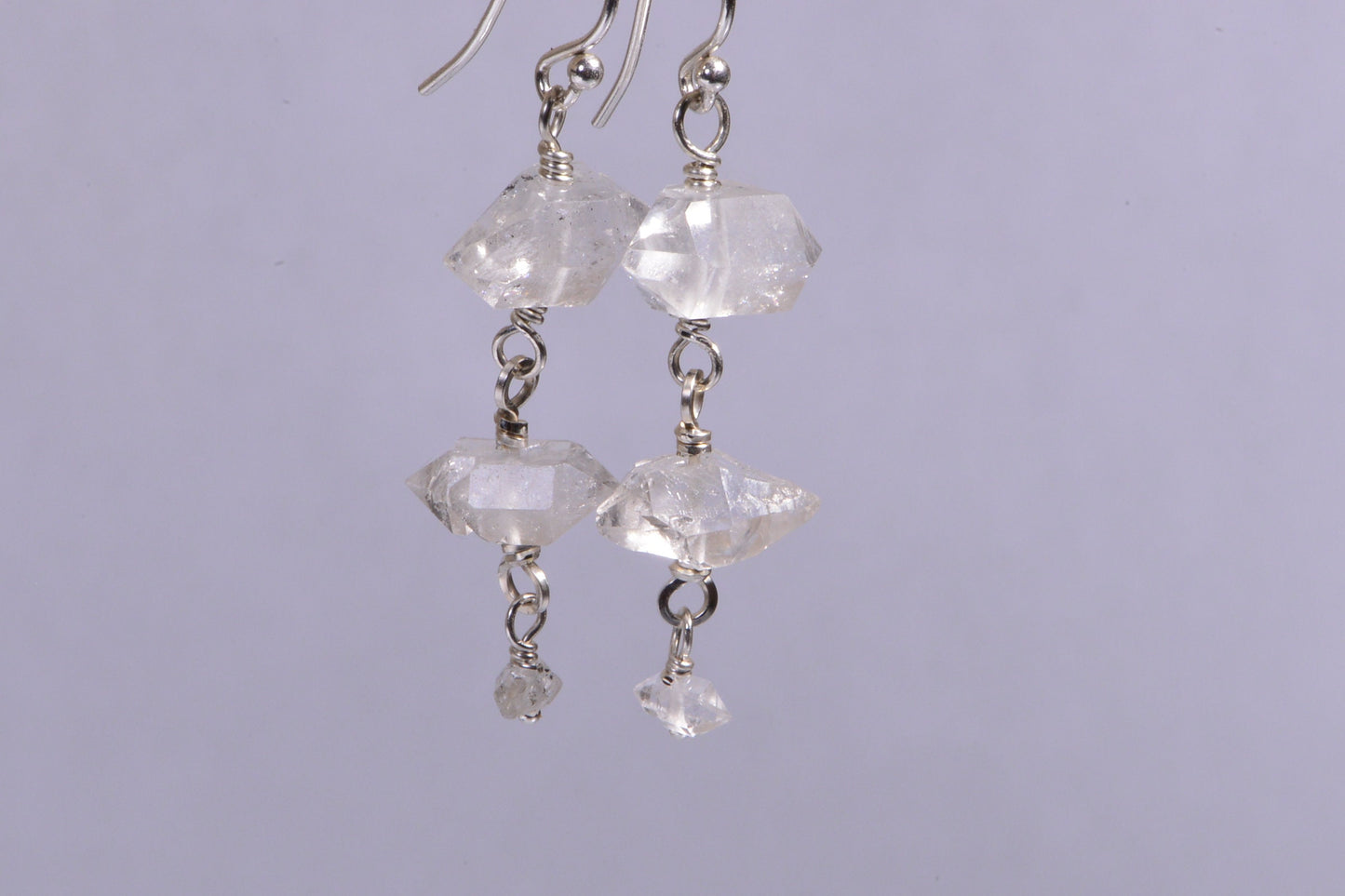 Sterling Silver Herkimer Diamond Dangle Earrings, April Birthstone