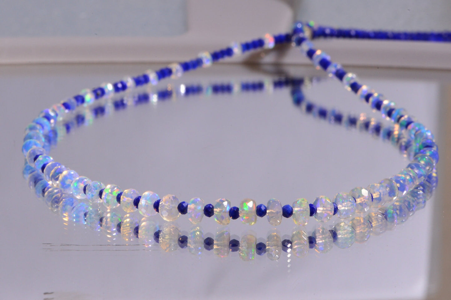 Ethiopian Welo Opal Necklace Long Multi Stone Gemstone Necklace Gift For Mom Birthstone October