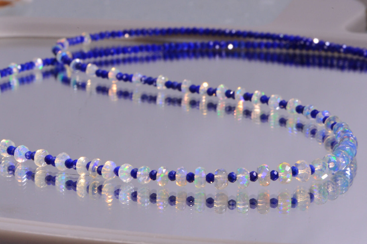 Ethiopian Welo Opal Necklace Long Multi Stone Gemstone Necklace Gift For Mom Birthstone October