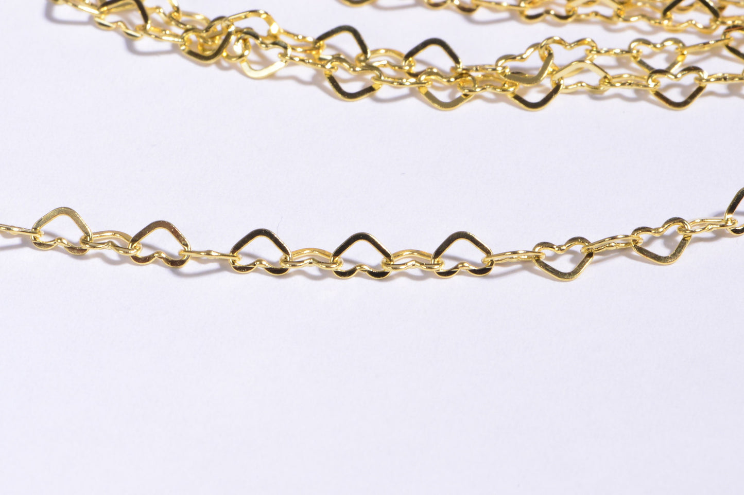24k Gold Over Sterling Silver Heart Link Chain: Vermeil Jewelry Findings