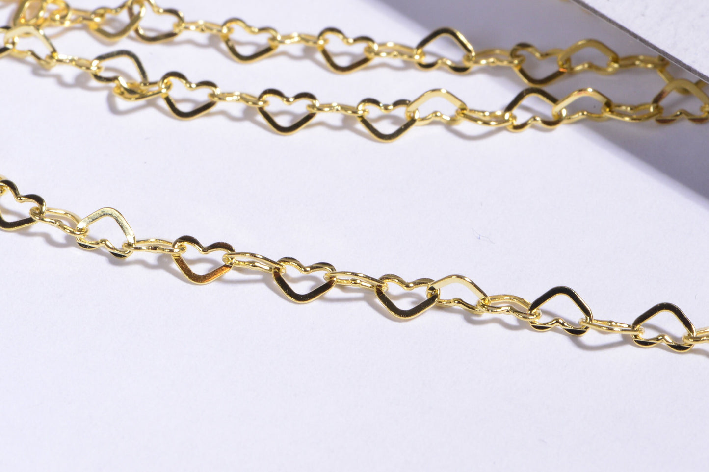 24k Gold Over Sterling Silver Heart Link Chain: Vermeil Jewelry Findings