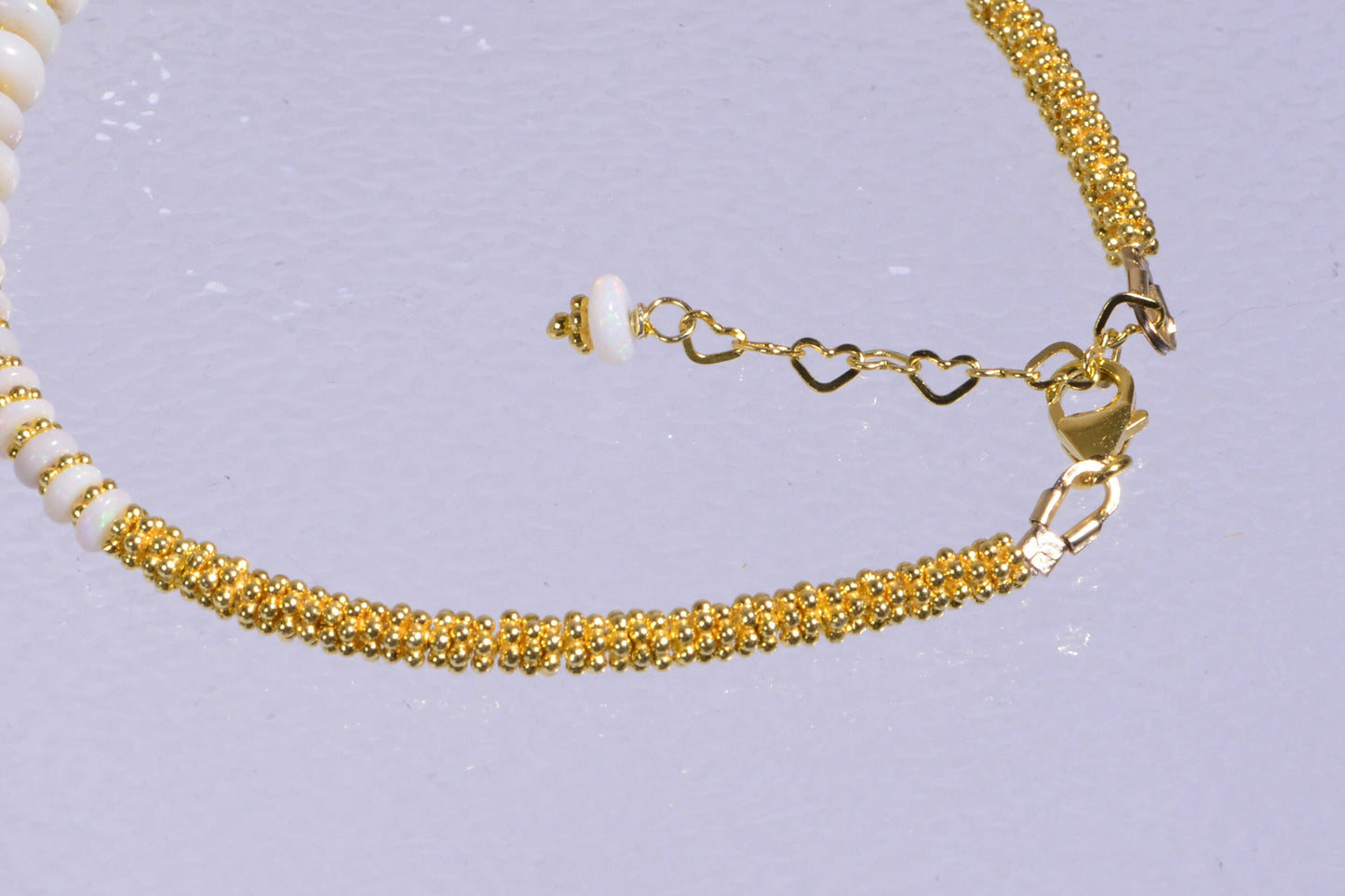 Australian white solid opal  bracelet 24K yellow gold over sterling silver.