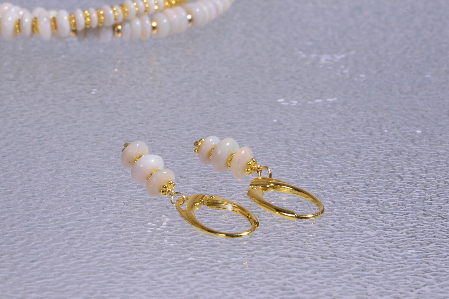 Australian Solid White Opal Earrings Vermeil  Earrings Birthday gift
