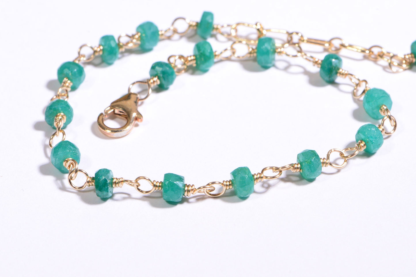 Colombian Emerald Wire Wrapped on 14K Gold Filled Wire Birthstone Jewelry
