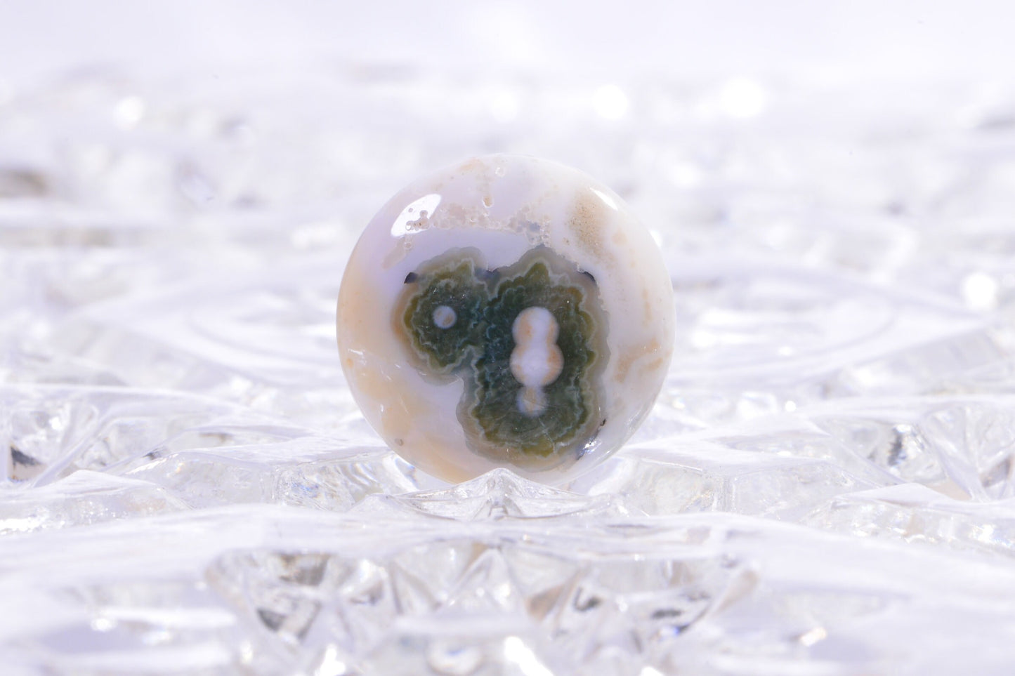 Ocean Jasper Cabochon: Red, Green, White Gemstone (20x5.6mm)