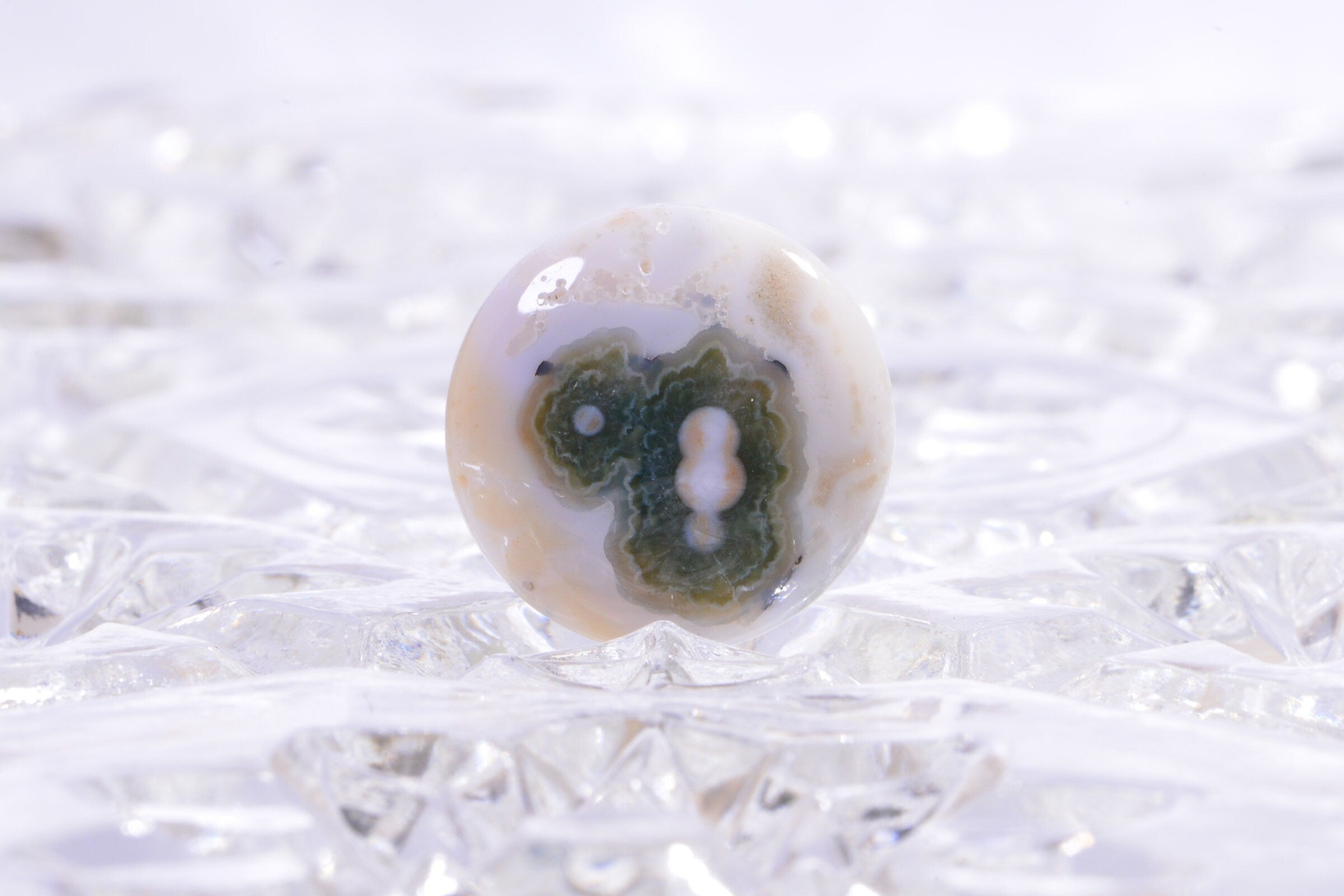 Ocean Jasper Cabochon: Red, Green, White Gemstone (20x5.6mm)