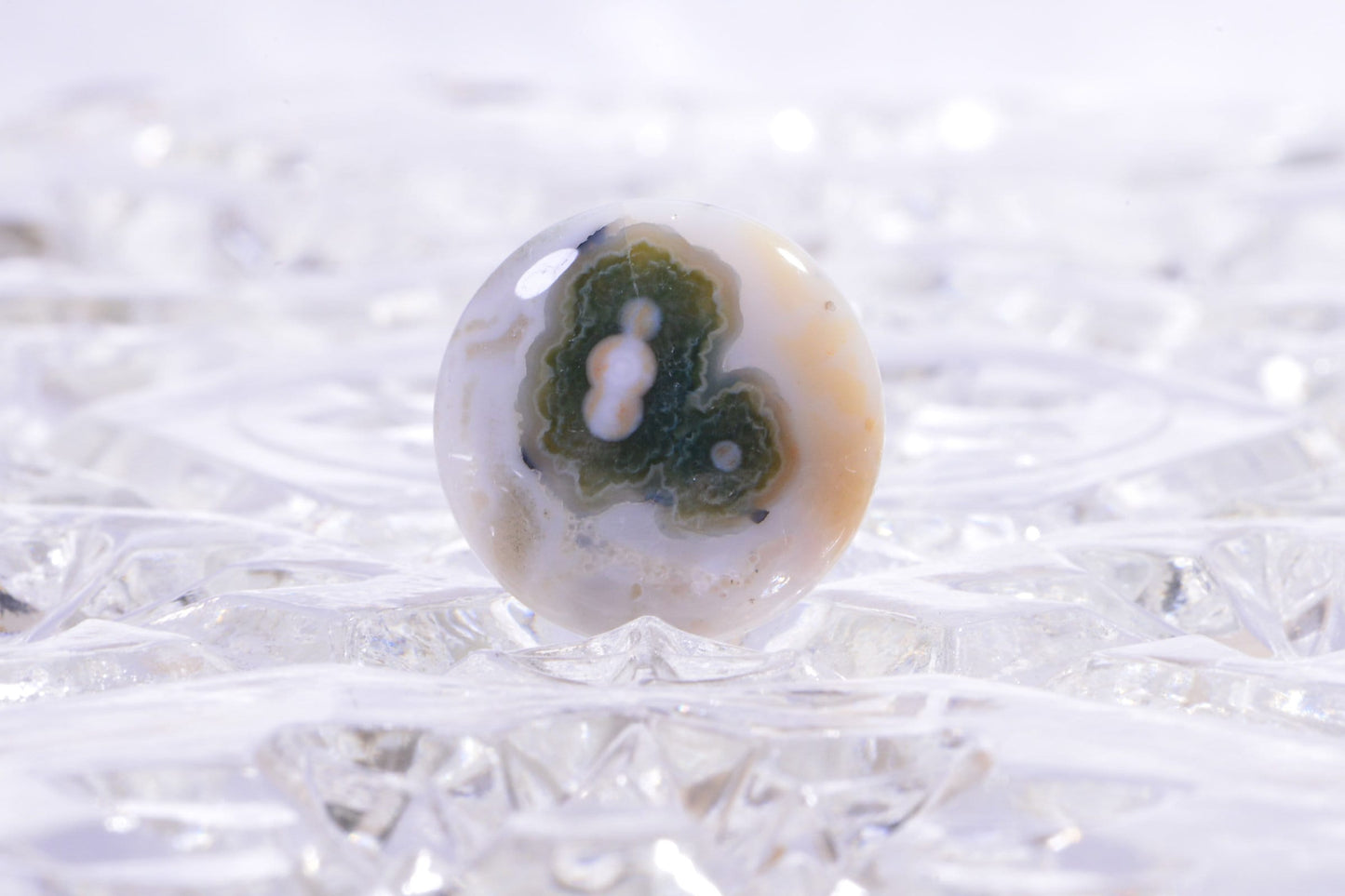 Ocean Jasper Cabochon: Red, Green, White Gemstone (20x5.6mm)