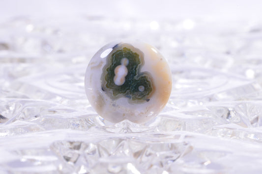 Ocean Jasper Cabochon: Red, Green, White Gemstone (20x5.6mm)