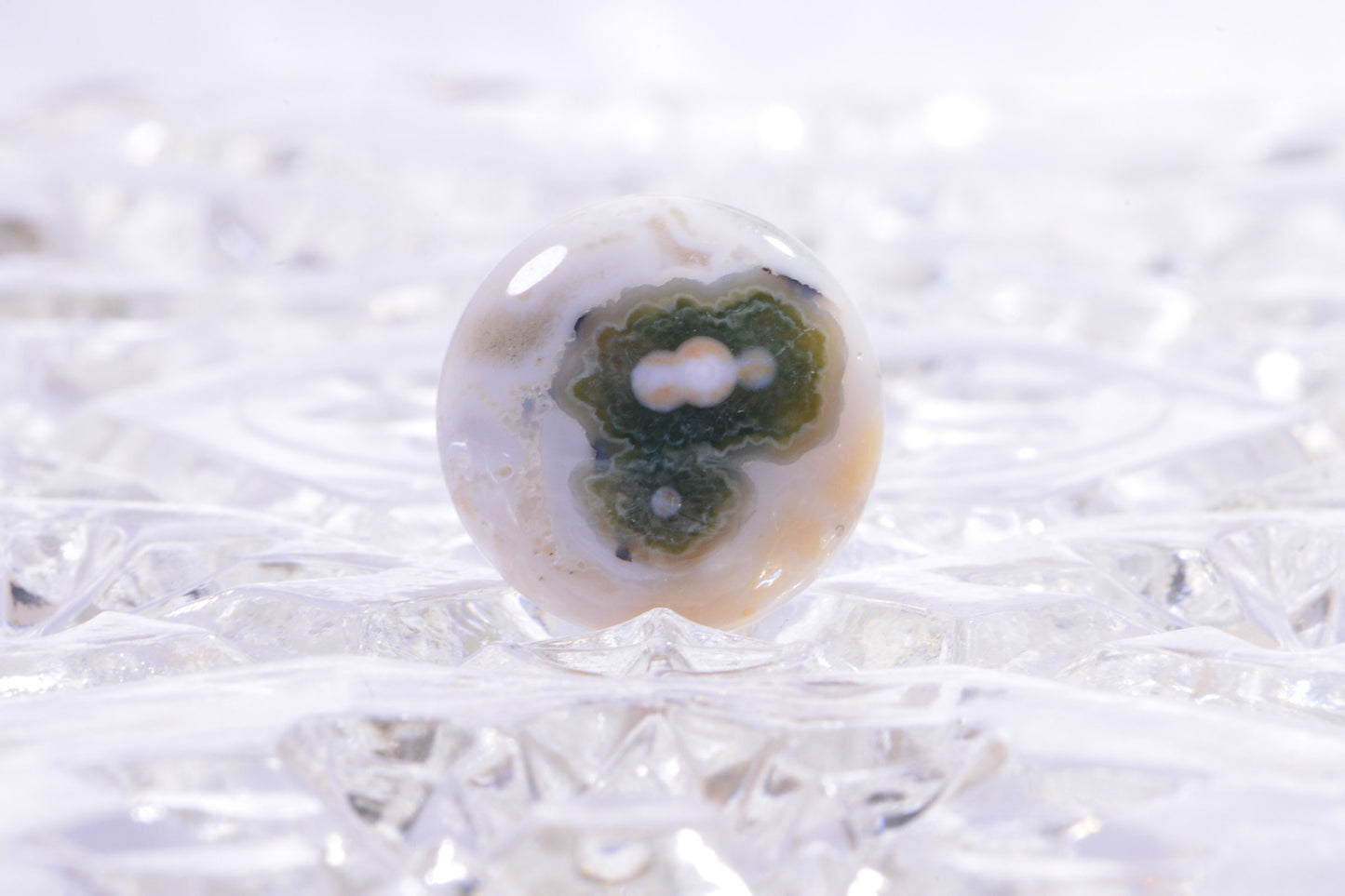 Ocean Jasper Cabochon: Red, Green, White Gemstone (20x5.6mm)