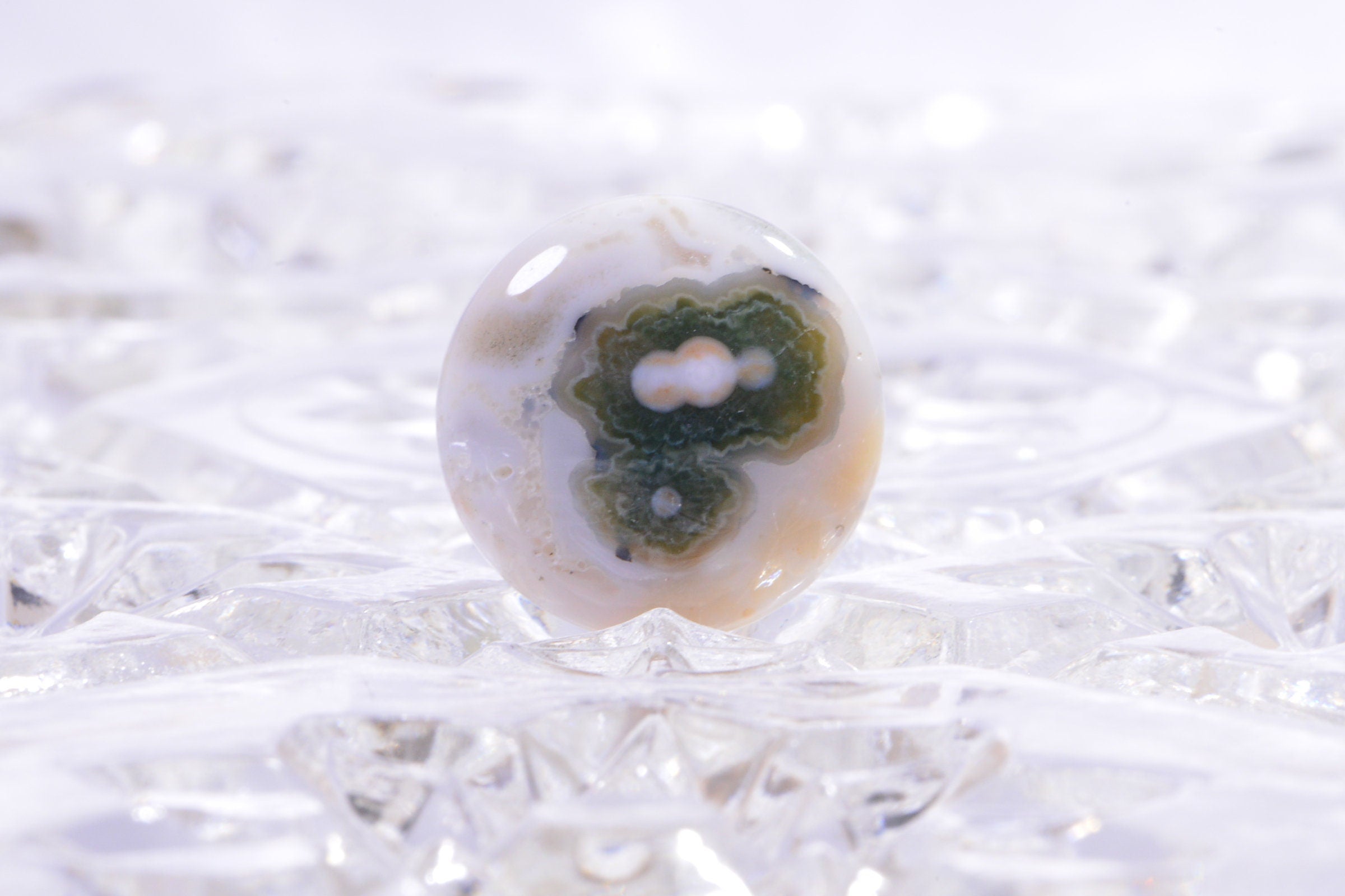 Ocean Jasper Cabochon: Red, Green, White Gemstone (20x5.6mm)