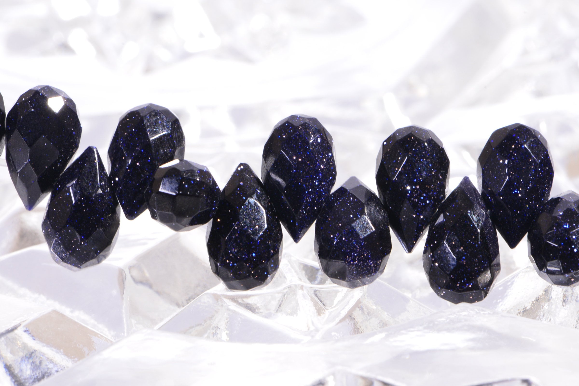 Blue Goldstone Faceted Teardrop Beads Natural Gemstone Beads Jewelry Making Supplies