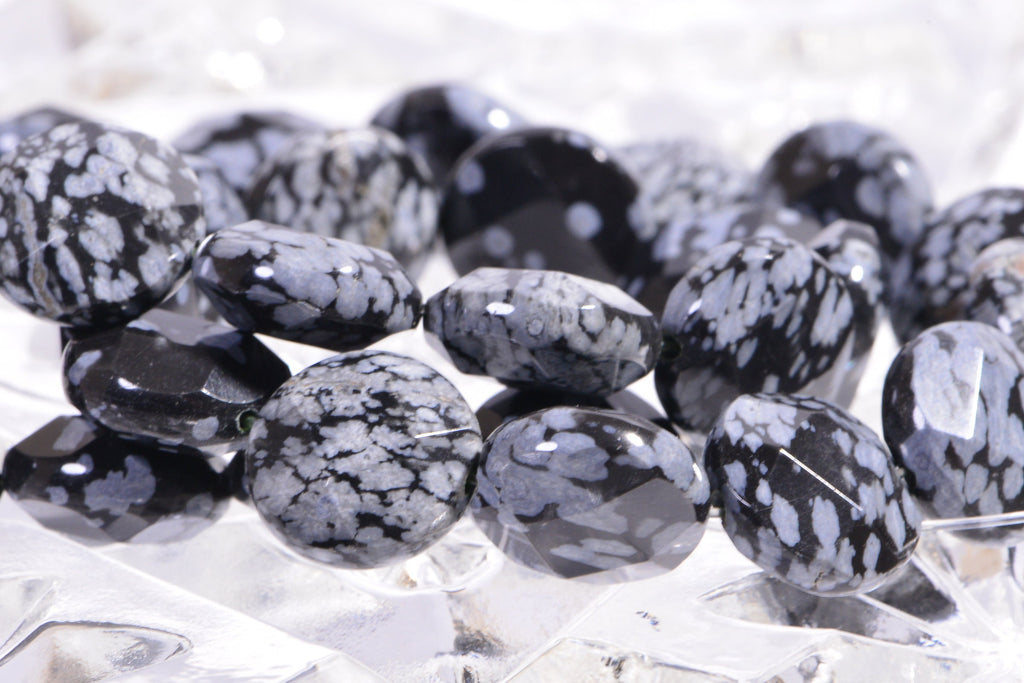 12mm Snowflake Obsidian Coins Beads Faceted Gemstone Beads Jewelry Making Supplies
