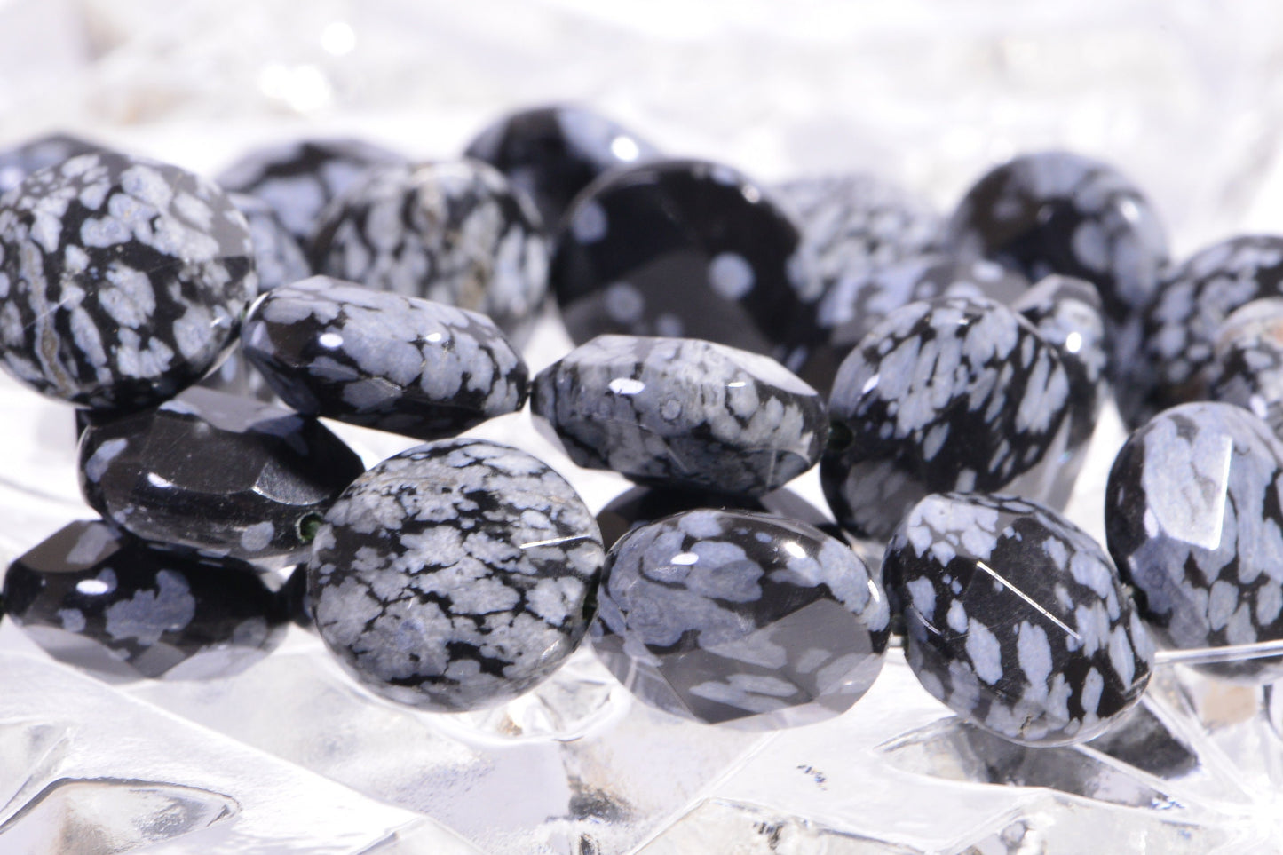 12mm Snowflake Obsidian Coins Beads Faceted Gemstone Beads Jewelry Making Supplies