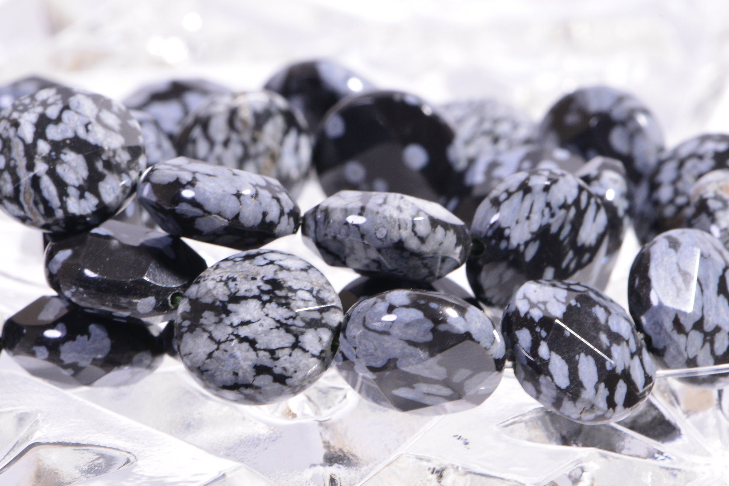 12mm Snowflake Obsidian Coins Beads Faceted Gemstone Beads Jewelry Making Supplies