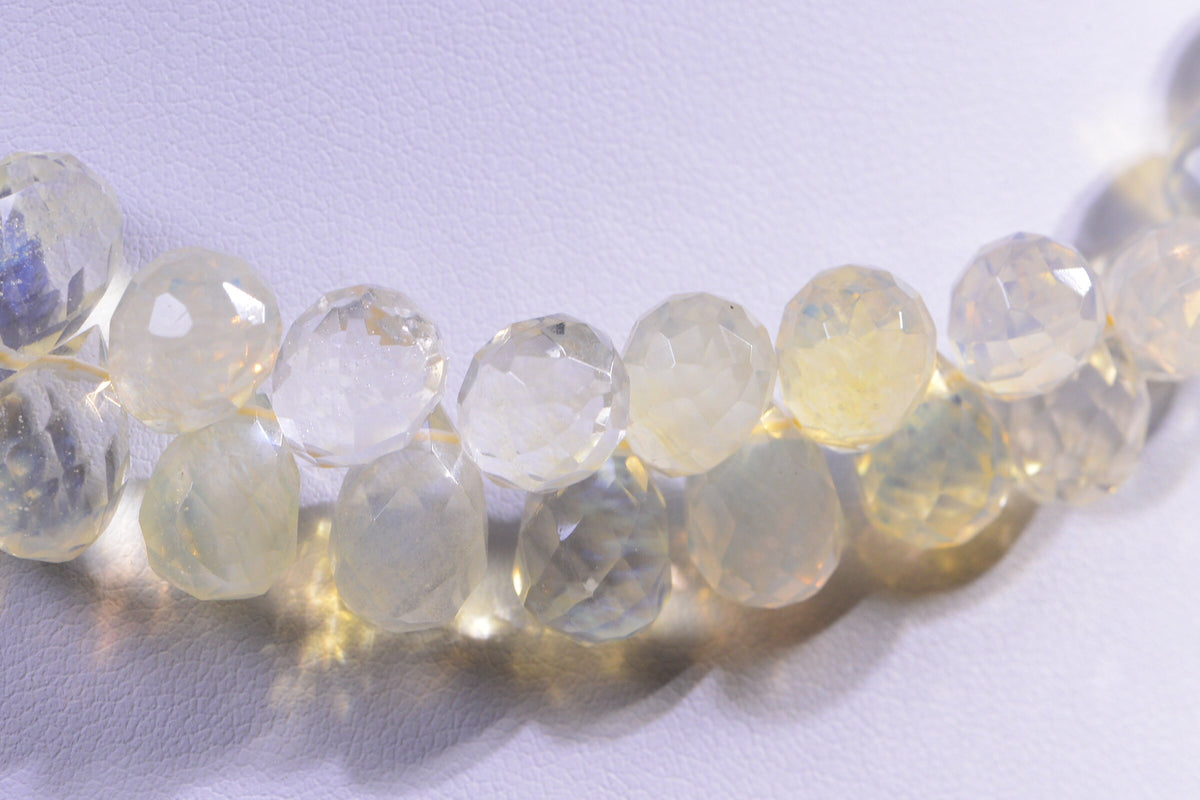 Lavender Opalite Faceted Teardrop Beads: Jewelry Making (12x7mm, 2pc)