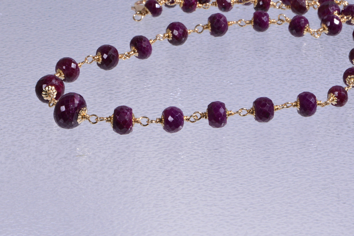 Genuine Ruby Necklace, 14K Gold Filled Wire Wrapped, June Birthstone