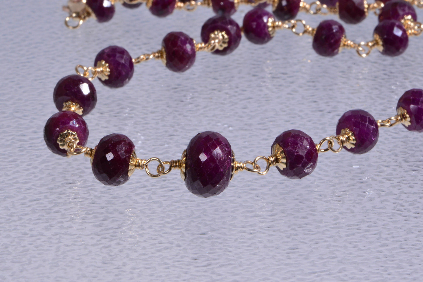 Genuine Ruby Necklace, 14K Gold Filled Wire Wrapped, June Birthstone