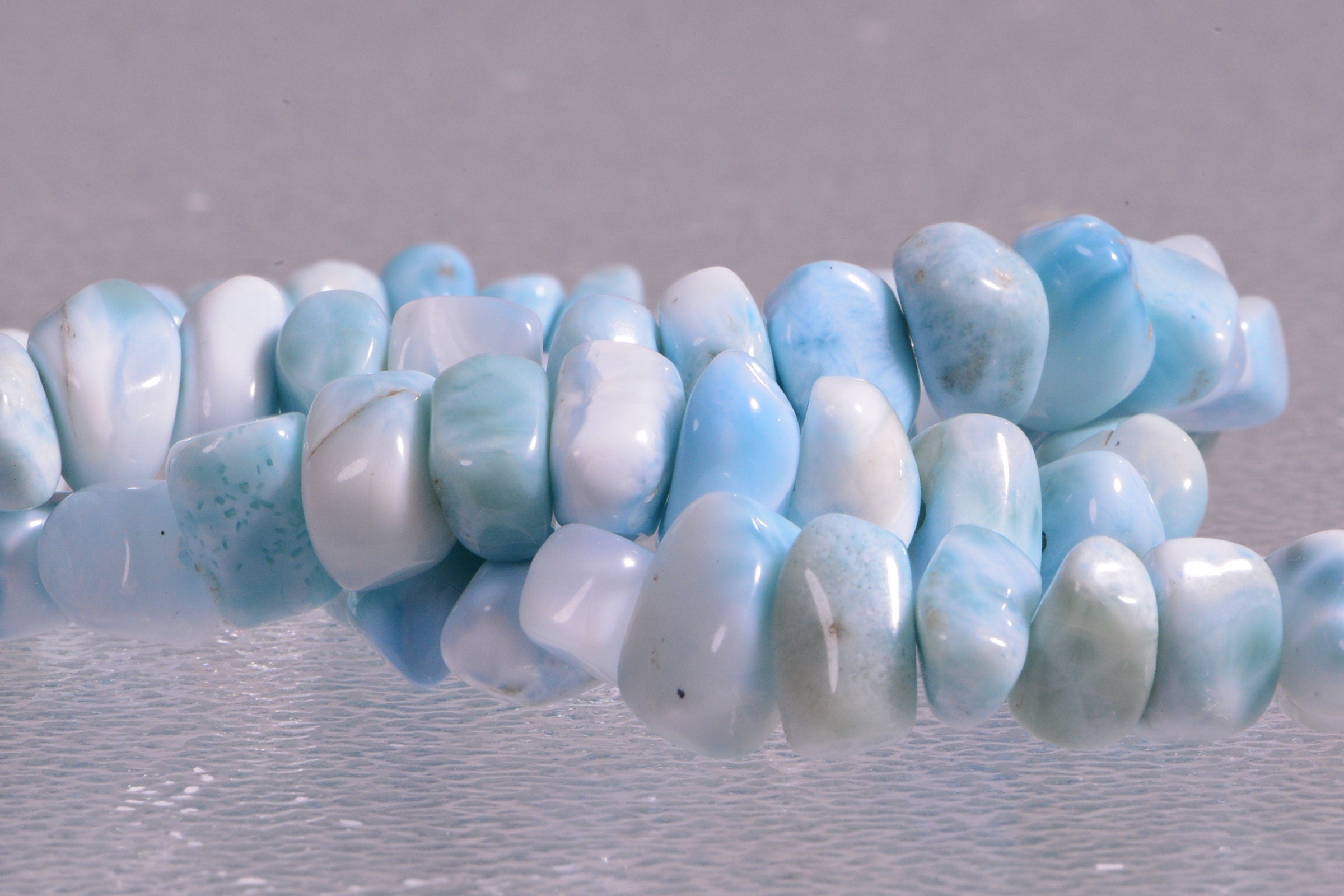 10mm Larimar Freeform Beads: Dominican AAA Gemstone Strand