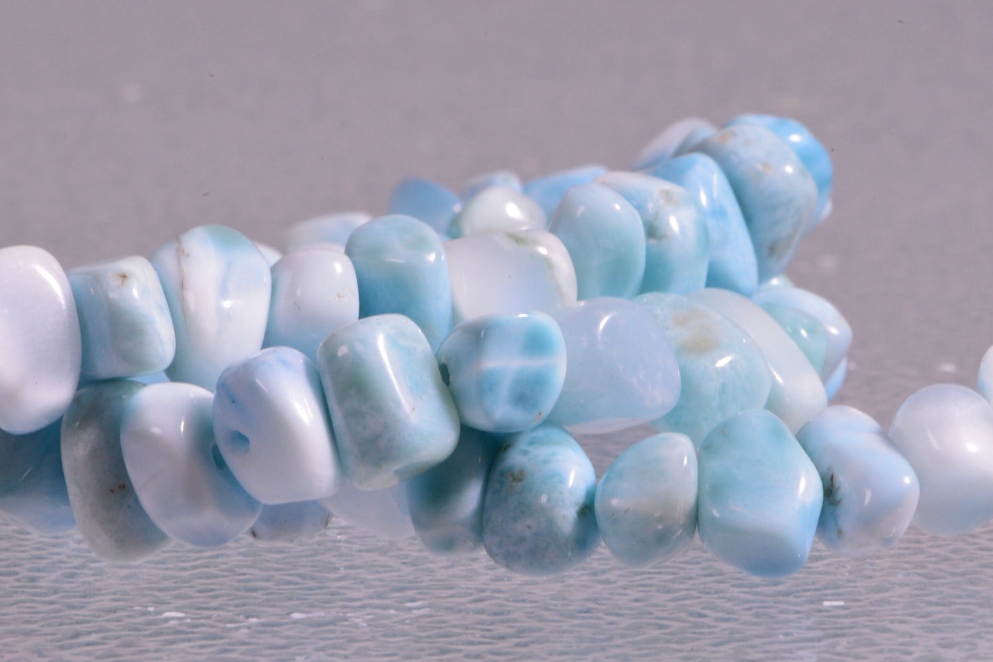 10mm Larimar Freeform Beads: Dominican AAA Gemstone Strand