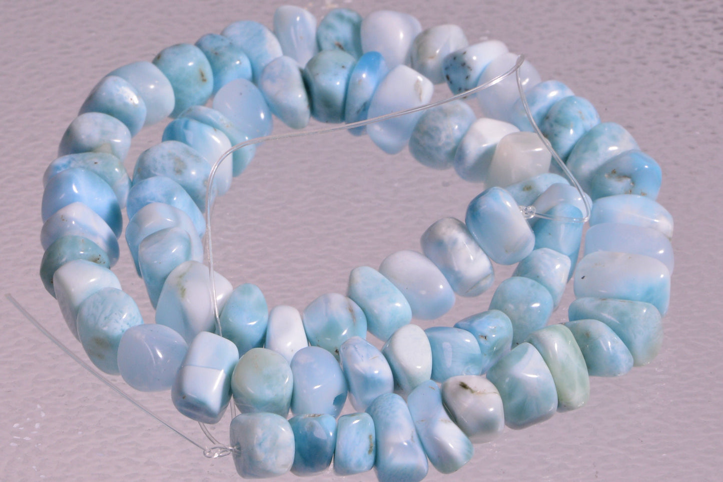 10mm Larimar Freeform Beads: Dominican AAA Gemstone Strand