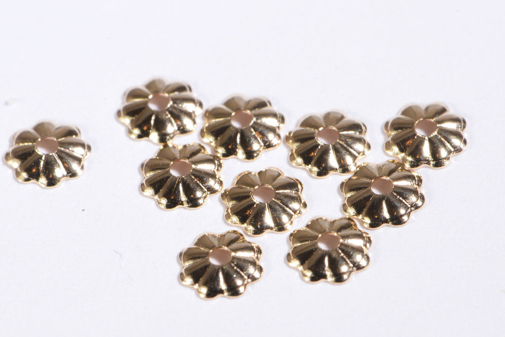 14K Gold Filled Flower Bead Caps: Jewelry Making (4mm, 10pcs)