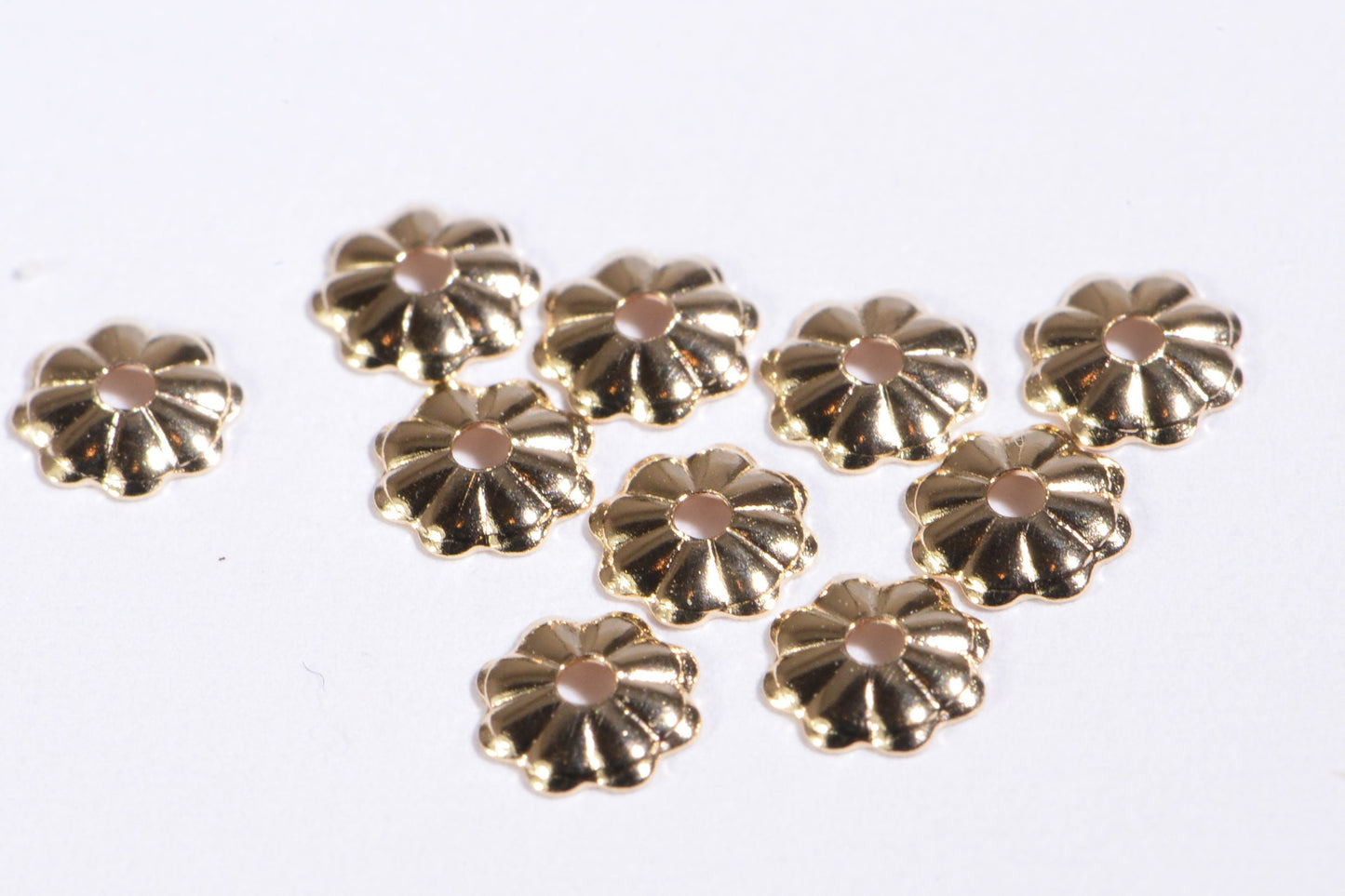 14K Gold Filled Flower Bead Caps: Jewelry Making (4mm, 10pcs)