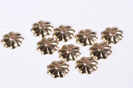 14K Gold Filled Flower Bead Caps: Jewelry Making (4mm, 10pcs)