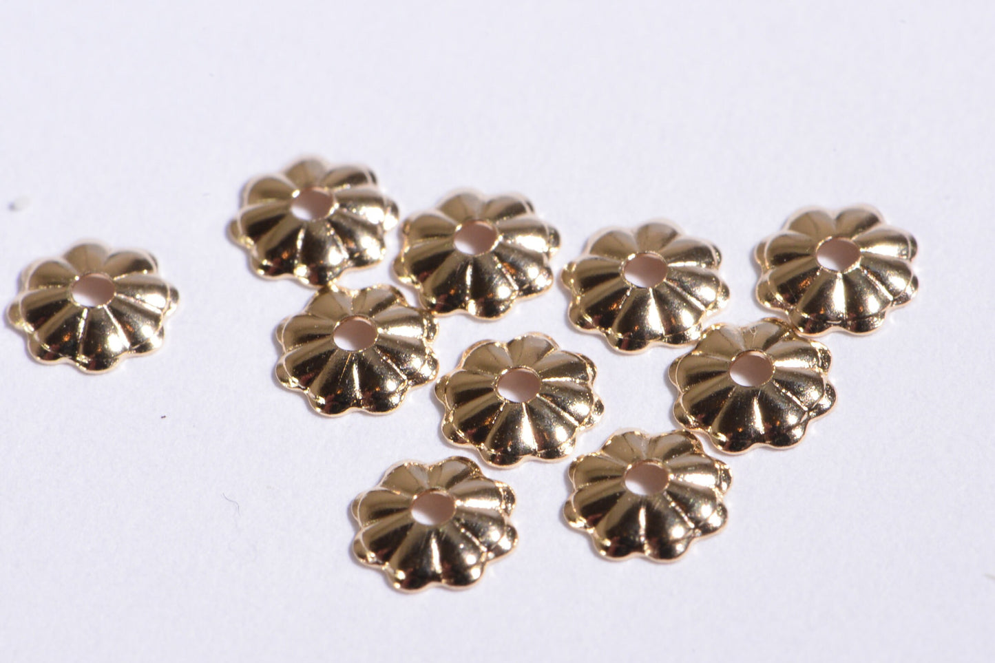 14K Gold Filled Flower Bead Caps: Jewelry Making (4mm, 10pcs)