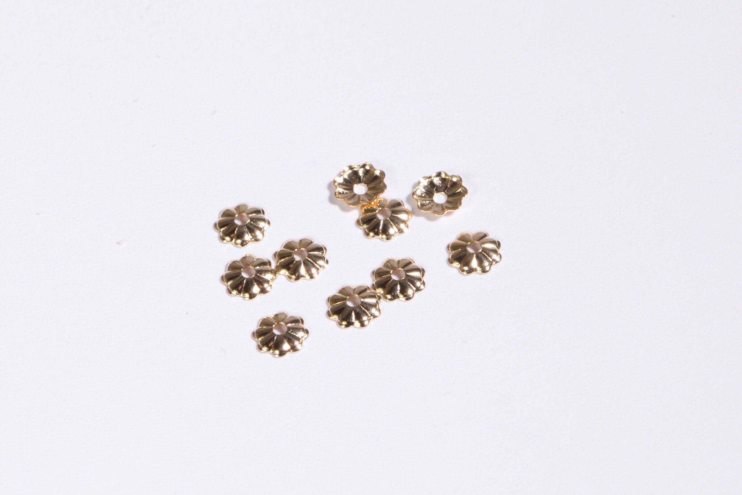 14K Gold Filled Flower Bead Caps: Jewelry Making (4mm, 10pcs)