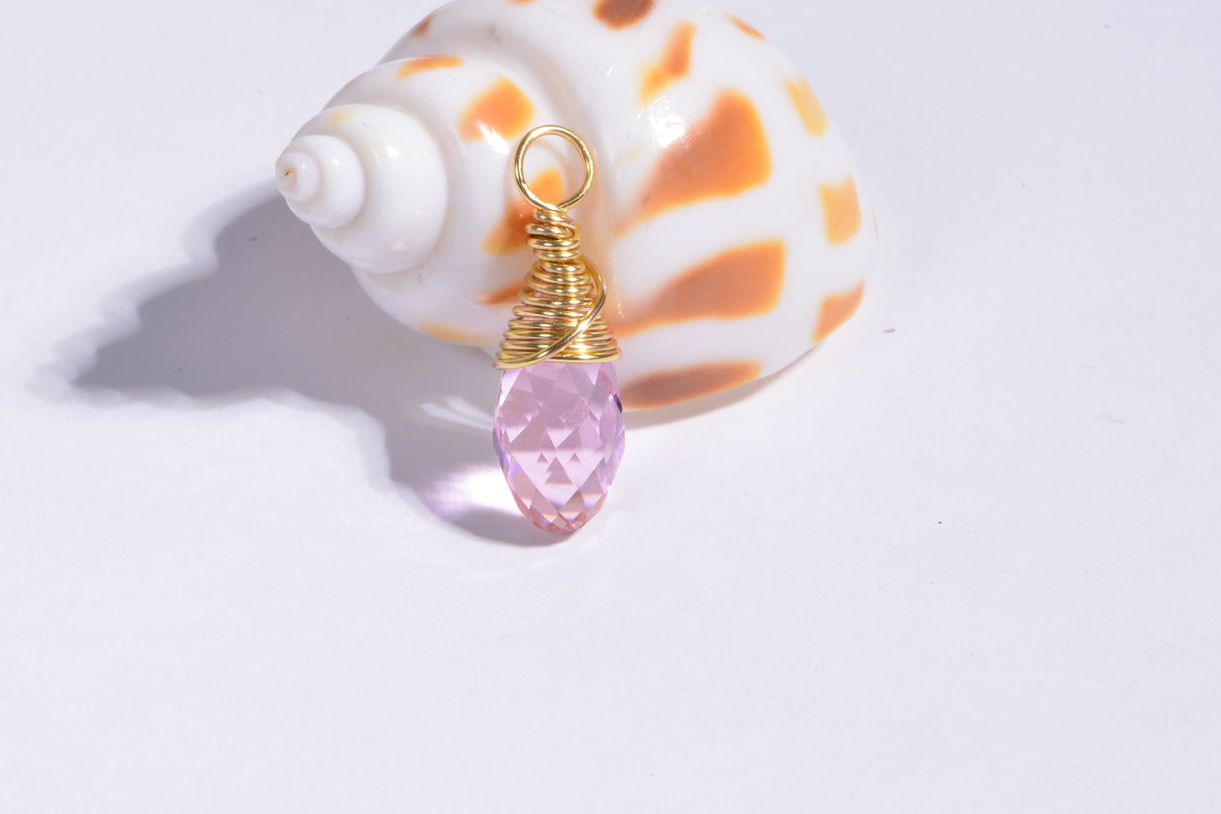 Bead, Crystal, Crystal Passions, Light Rose, Wire Wrapped Briolette Pendant . Add Dangle