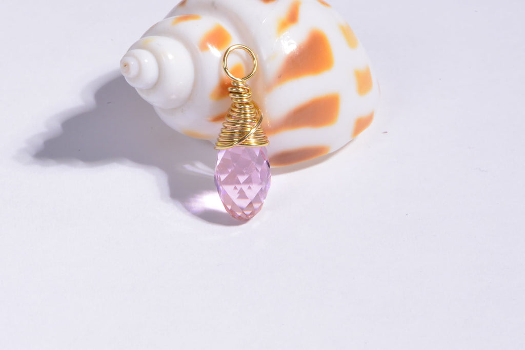 Bead, Crystal, Crystal Passions, Light Rose, Wire Wrapped Briolette Pendant . Add Dangle