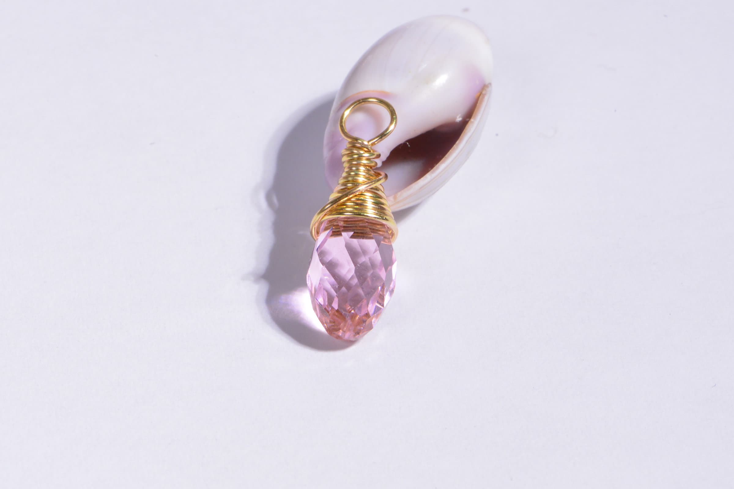 Bead, Crystal, Crystal Passions, Light Rose, Wire Wrapped Briolette Pendant . Add Dangle