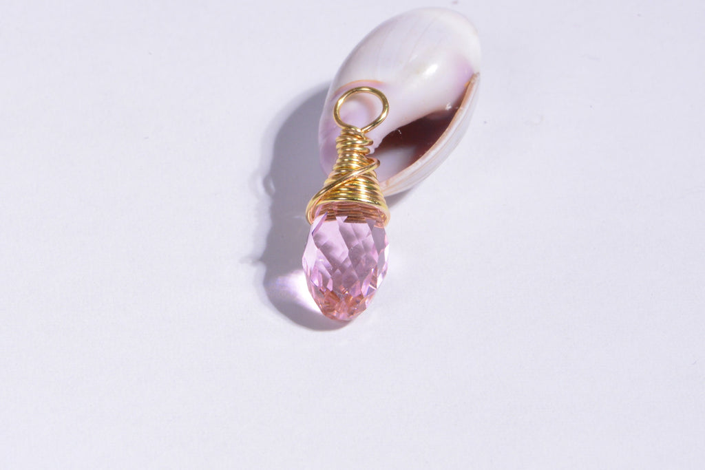 Bead, Crystal, Crystal Passions, Light Rose, Wire Wrapped Briolette Pendant . Add Dangle