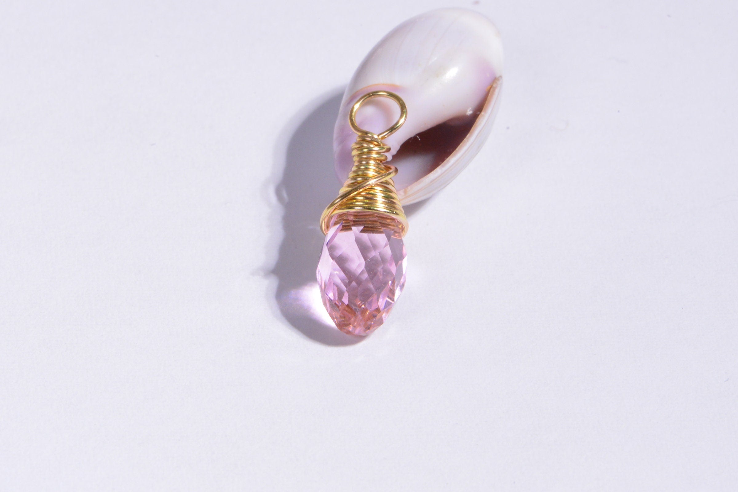 Bead, Crystal, Crystal Passions, Light Rose, Wire Wrapped Briolette Pendant . Add Dangle