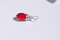 Red Crystal Teardrop Pendant: Sterling Silver Filled Wire Wrapped Charm