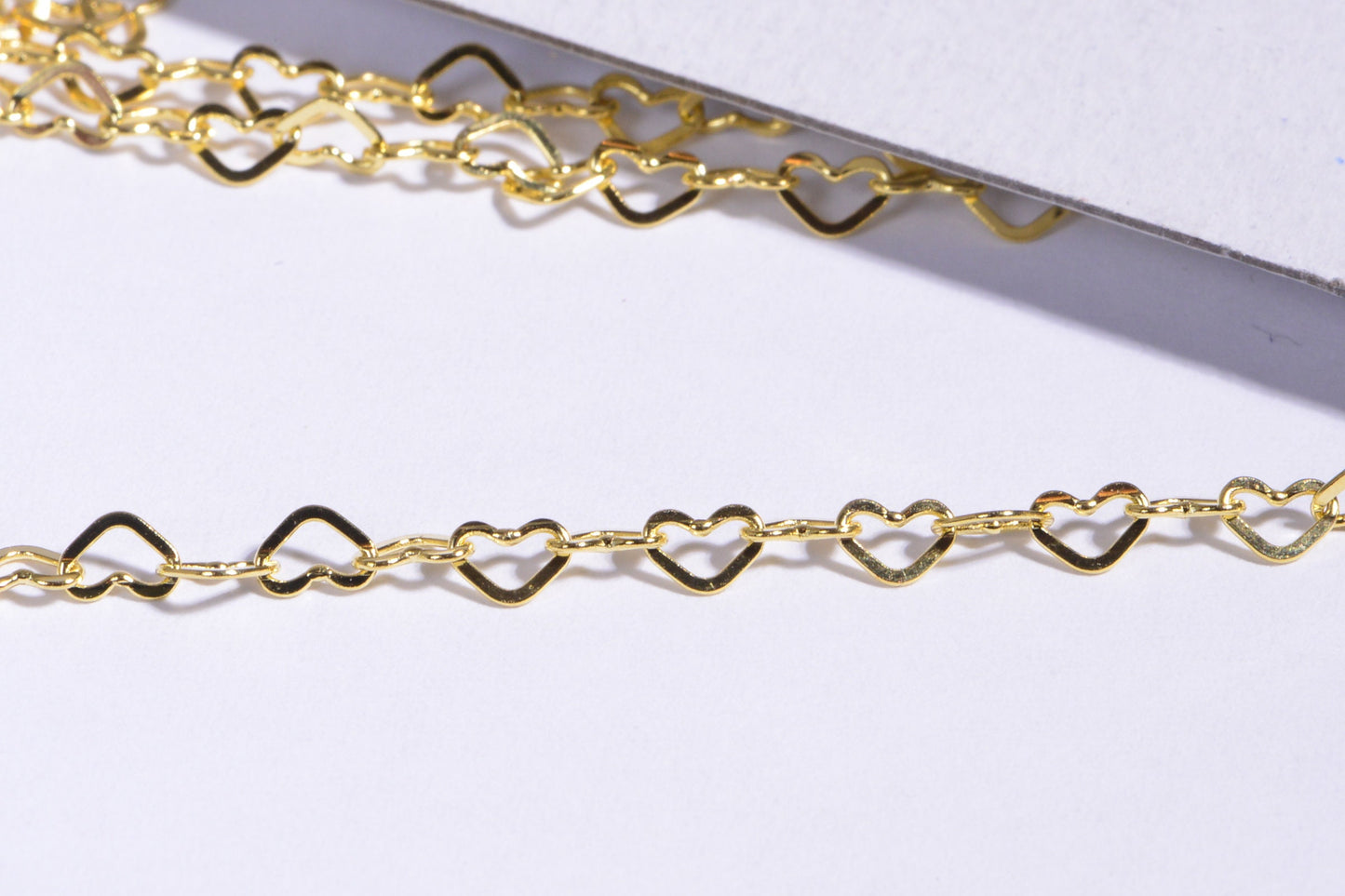 24k Gold Over Sterling Silver Heart Link Chain: Vermeil Jewelry Findings