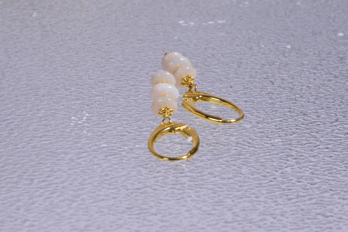 Australian Solid White Opal Earrings Vermeil  Earrings Birthday gift