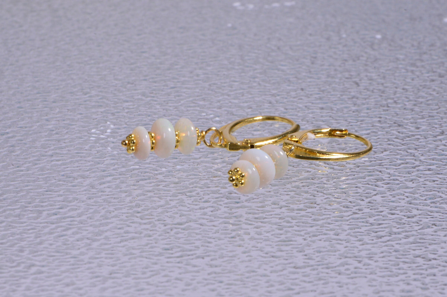 Australian Solid White Opal Earrings Vermeil  Earrings Birthday gift