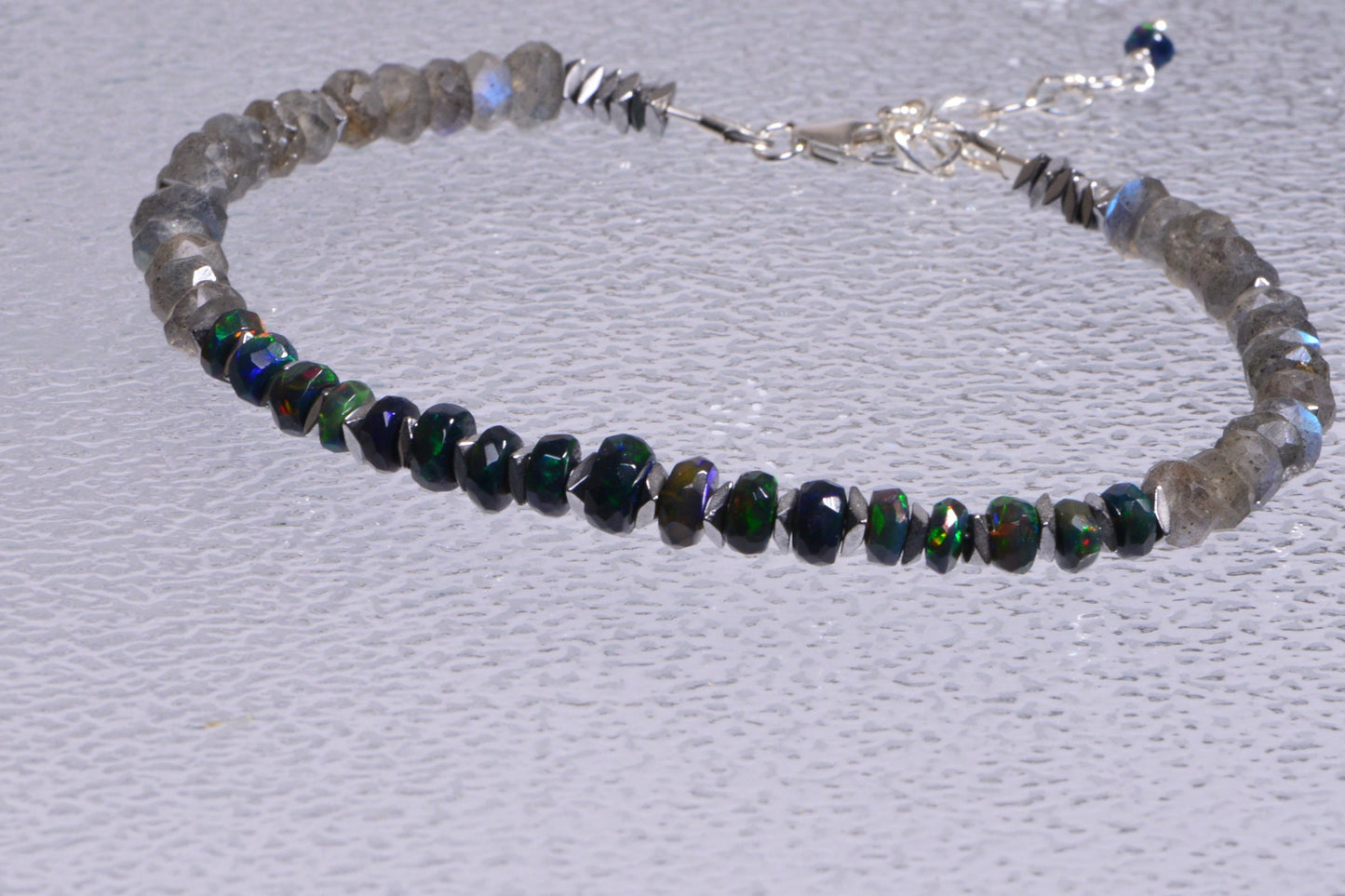 Ethiopian Welo Opal Bracelet with Labradorite & Sterling Silver